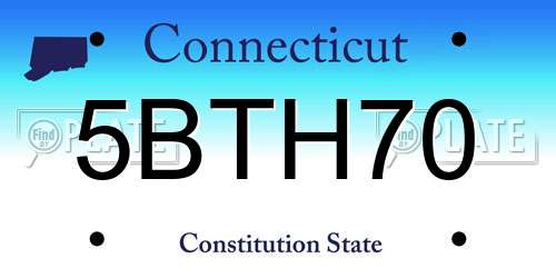 5BTH70 Connecticut License Plate