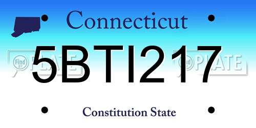 5BTI217 Connecticut License Plate