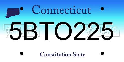 5BTO225 Connecticut License Plate