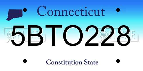 5BTO228 Connecticut License Plate
