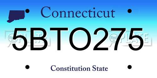 5BTO275 Connecticut License Plate