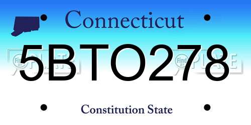 5BTO278 Connecticut License Plate
