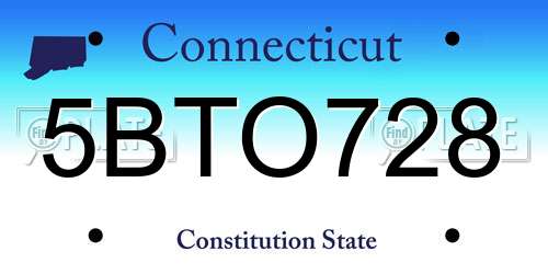 5BTO728 Connecticut License Plate