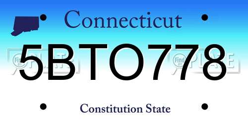 5BTO778 Connecticut License Plate