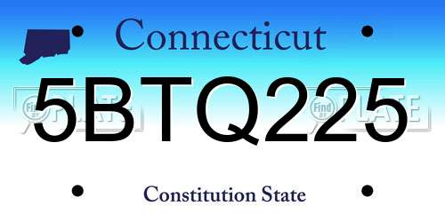 5BTQ225 Connecticut License Plate