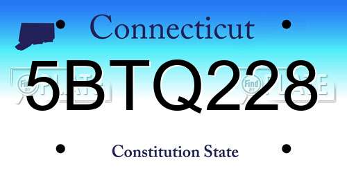 5BTQ228 Connecticut License Plate