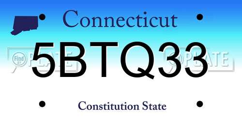 5BTQ33 Connecticut License Plate