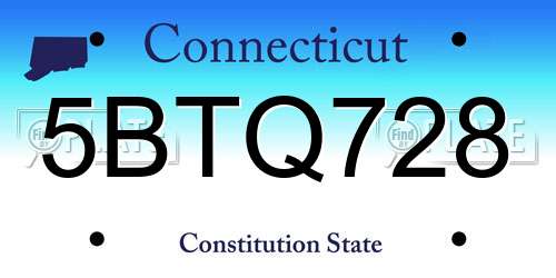 5BTQ728 Connecticut License Plate