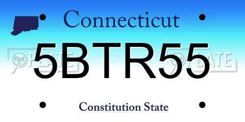 5BTR55 Connecticut License Plate