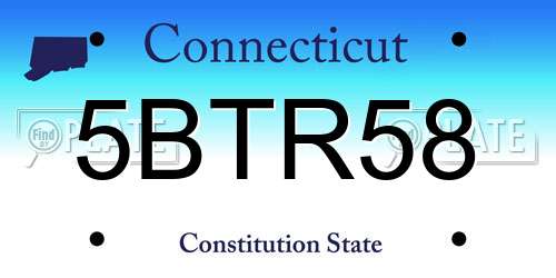 5BTR58 Connecticut License Plate