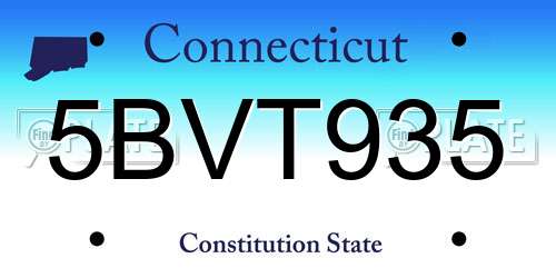 5BVT935 Connecticut License Plate
