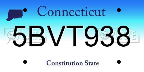 5BVT938 Connecticut License Plate