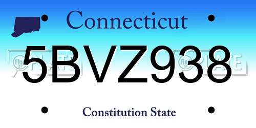 5BVZ938 Connecticut License Plate