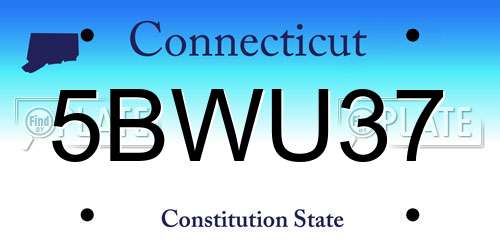 5BWU37 Connecticut License Plate