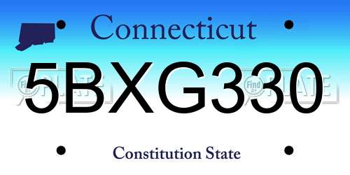 5BXG330 Connecticut License Plate