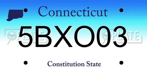 5BXO03 Connecticut License Plate