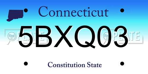 5BXQ03 Connecticut License Plate