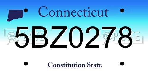5BZ0278 Connecticut License Plate