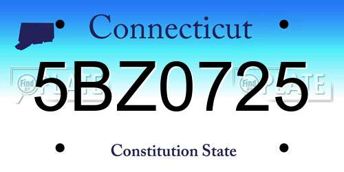 5BZ0725 Connecticut License Plate