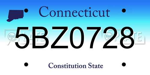 5BZ0728 Connecticut License Plate