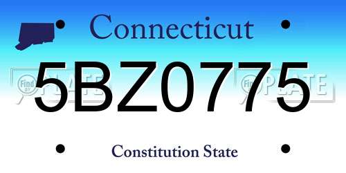 5BZ0775 Connecticut License Plate
