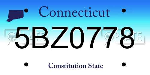 5BZ0778 Connecticut License Plate