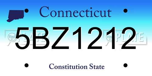 5BZ1212 Connecticut License Plate