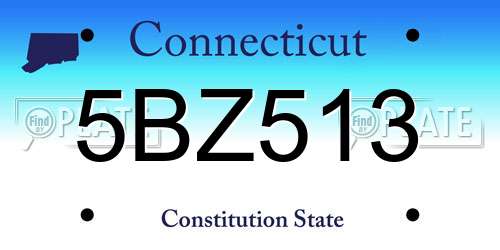5BZ513 Connecticut License Plate