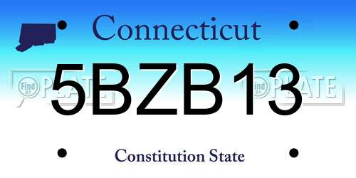 5BZB13 Connecticut License Plate