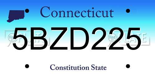 5BZD225 Connecticut License Plate