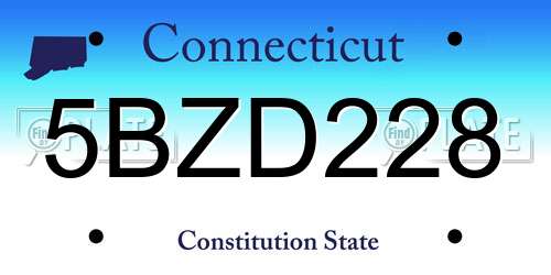 5BZD228 Connecticut License Plate
