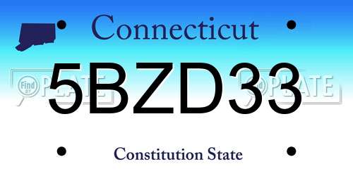 5BZD33 Connecticut License Plate