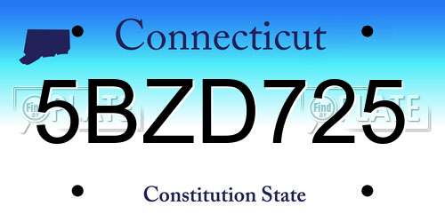 5BZD725 Connecticut License Plate