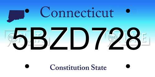 5BZD728 Connecticut License Plate