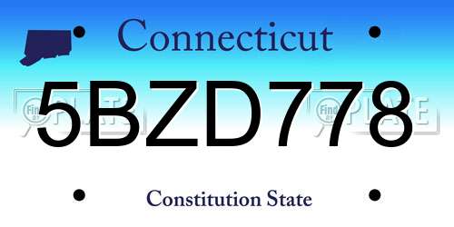 5BZD778 Connecticut License Plate