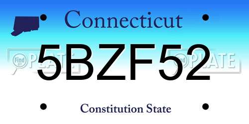 5BZF52 Connecticut License Plate