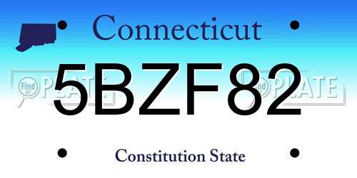 5BZF82 Connecticut License Plate