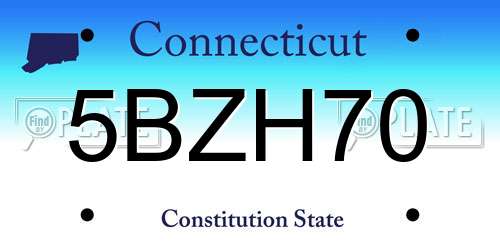5BZH70 Connecticut License Plate