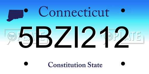 5BZI212 Connecticut License Plate