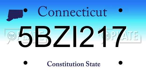 5BZI217 Connecticut License Plate