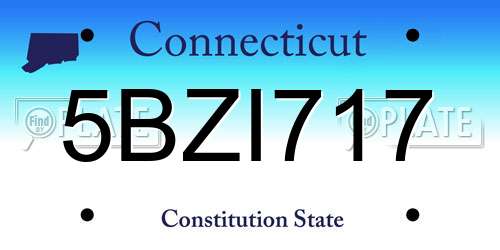 5BZI717 Connecticut License Plate