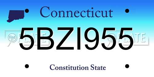 5BZI955 Connecticut License Plate