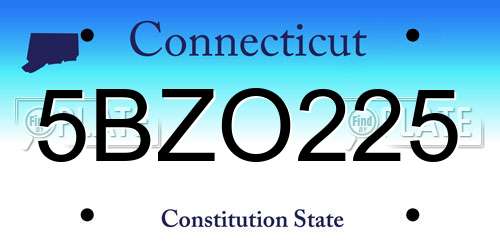 5BZO225 Connecticut License Plate