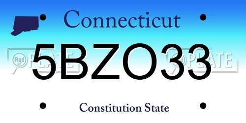 5BZO33 Connecticut License Plate