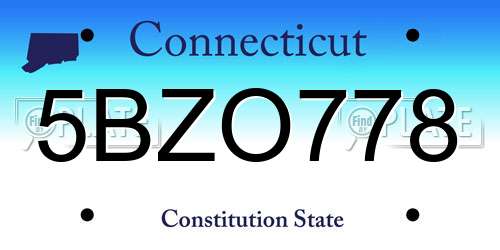5BZO778 Connecticut License Plate