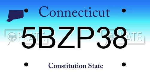 5BZP38 Connecticut License Plate