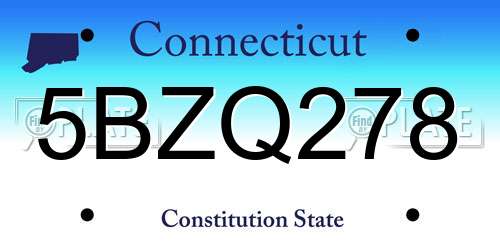 5BZQ278 Connecticut License Plate