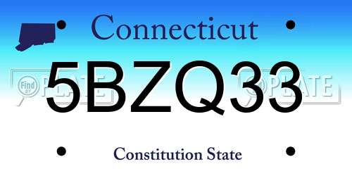5BZQ33 Connecticut License Plate