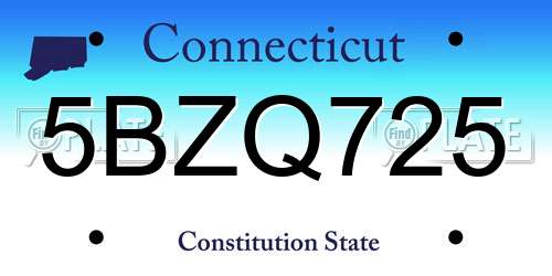 5BZQ725 Connecticut License Plate