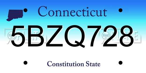 5BZQ728 Connecticut License Plate